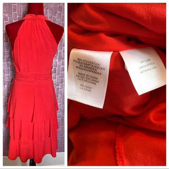 Red Tiered Jersey Halter Dress - Picture 5 of 8